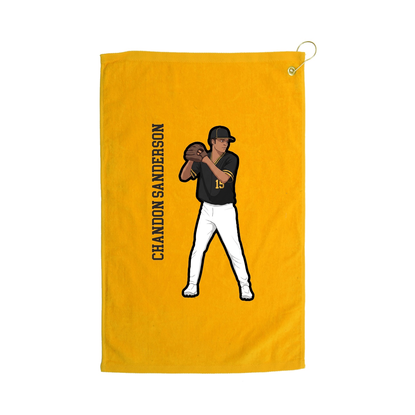 Golf Towel — Name Vertical in Gold