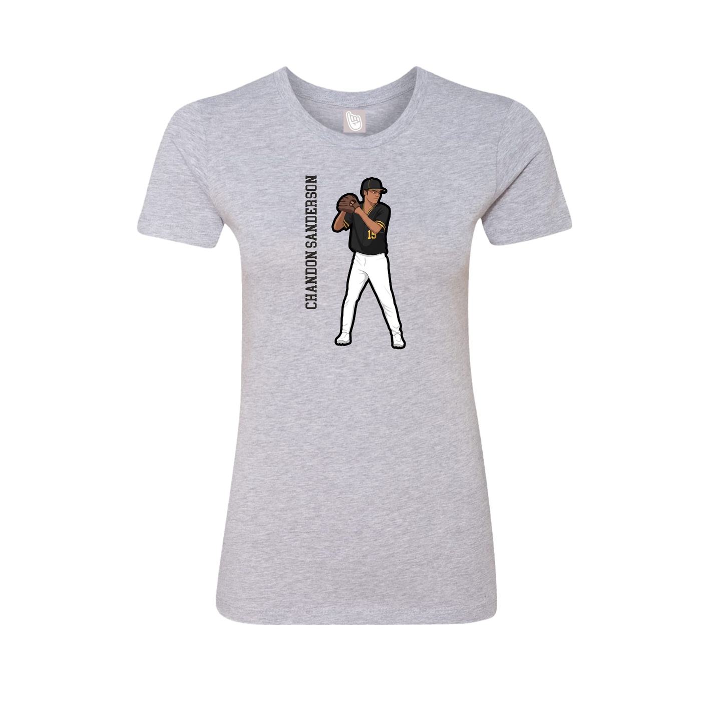 Fitted Women's Tee — Name Vertical in Grey