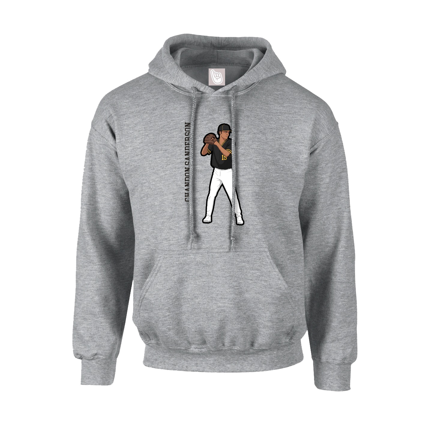 Hoodie — Name Vertical in Grey