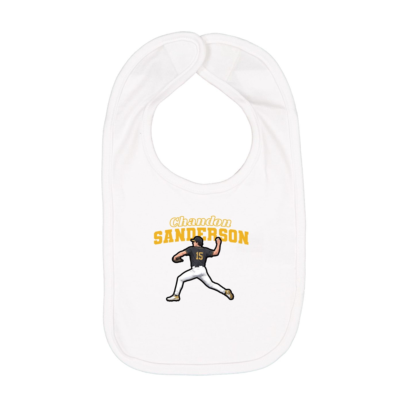 Infant Bib — Name Arch in White