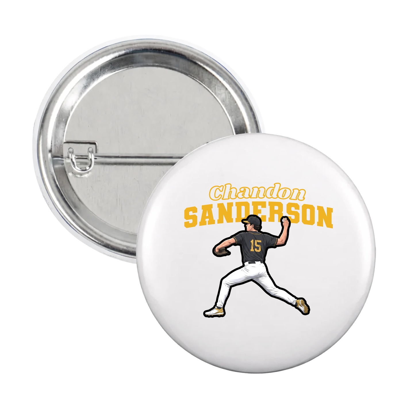 Game Day Button — Name Arch in White