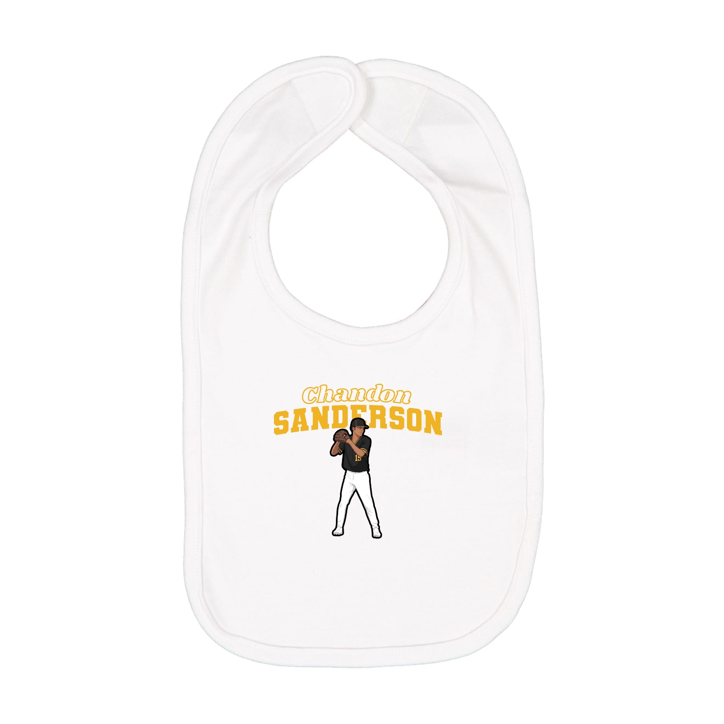 Infant Bib — Name Arch in White