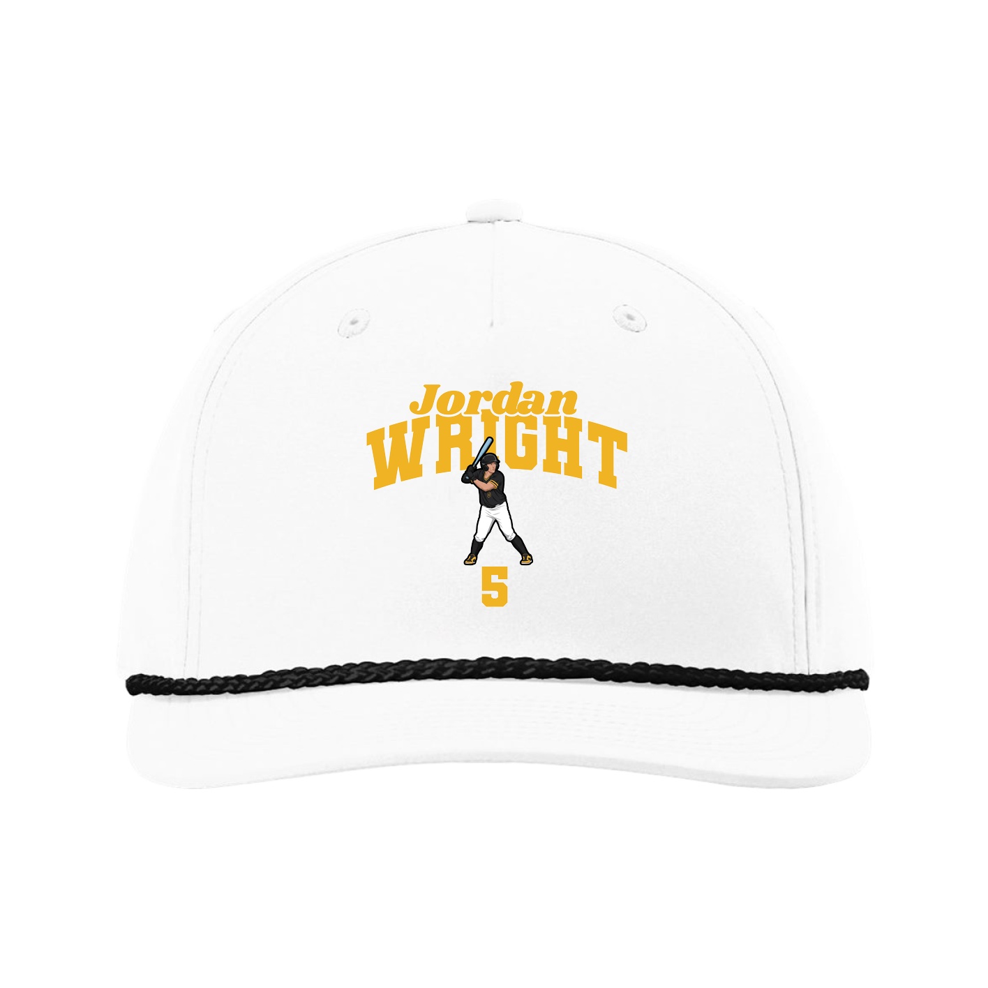Five-Panel Classic Rope Cap — Signature Arch in White