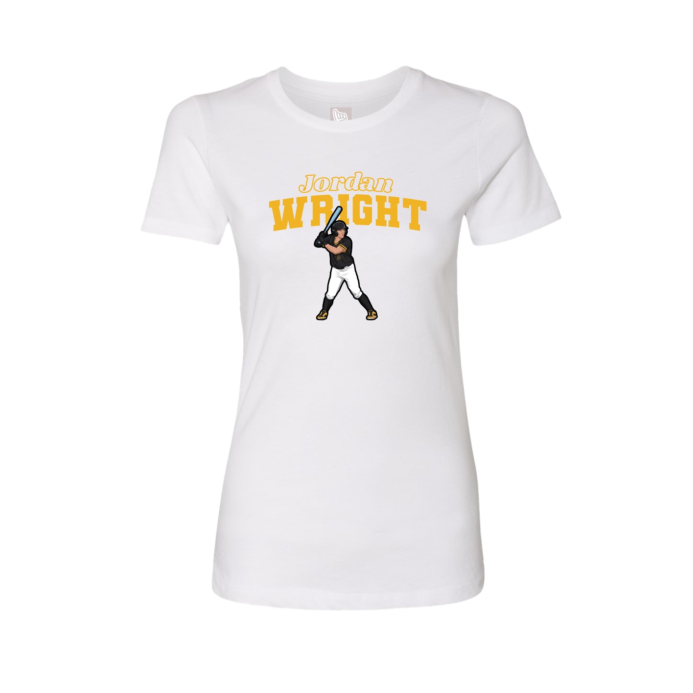 Fitted Women's Tee — Name Arch in White