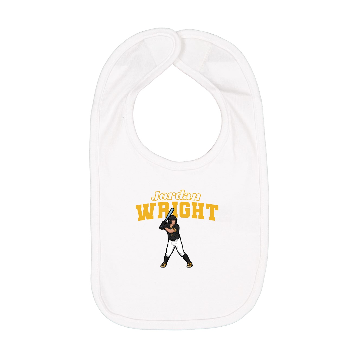 Infant Bib — Name Arch in White