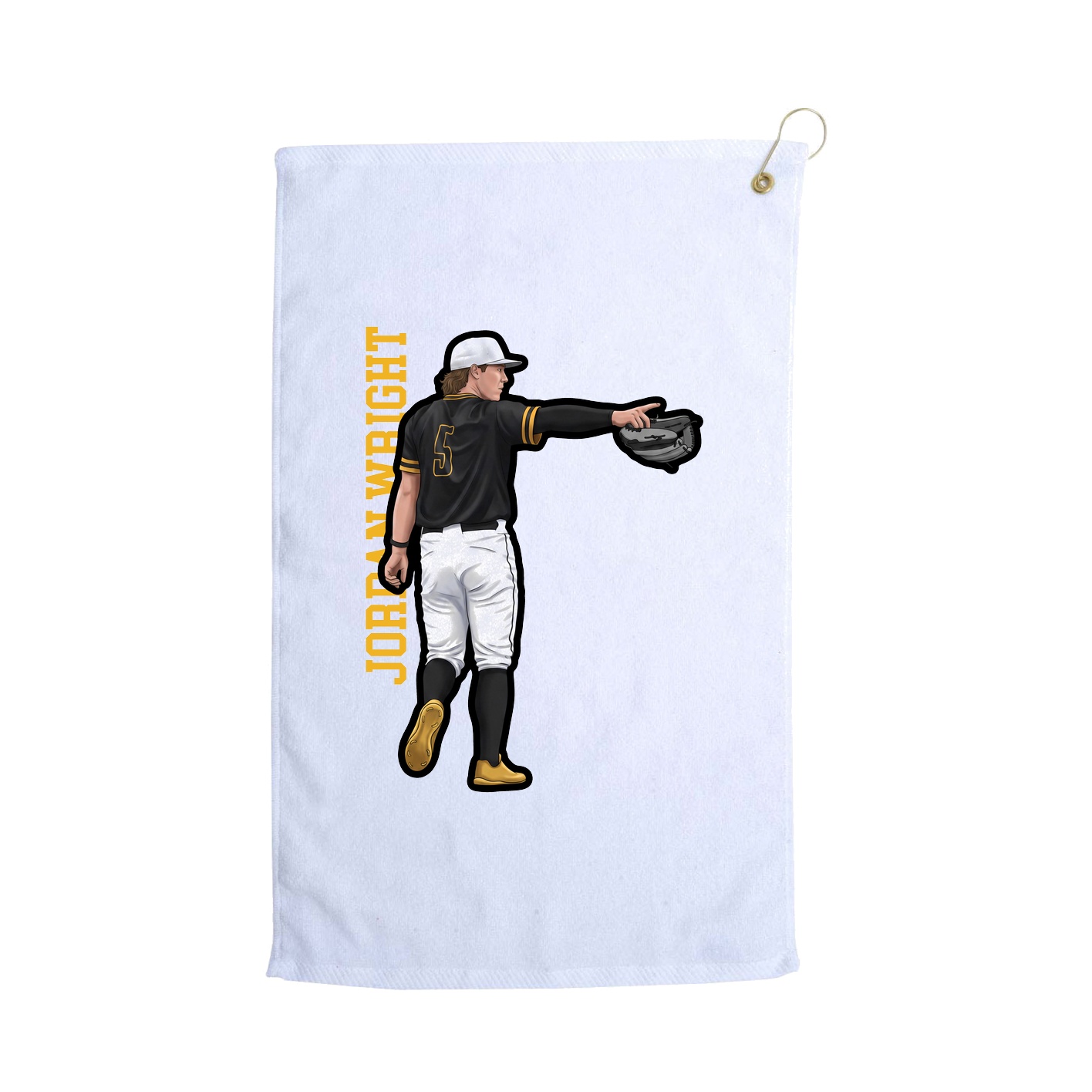 Golf Towel — Name Vertical in White