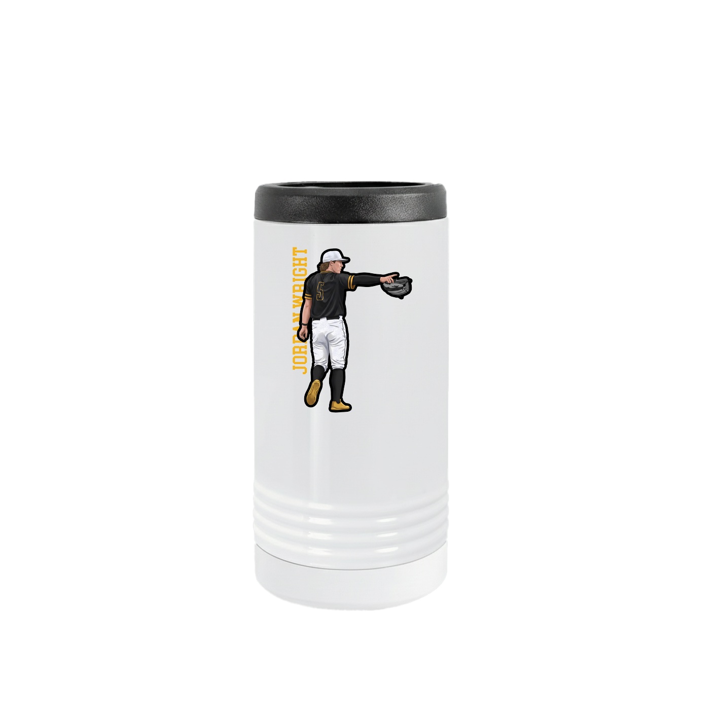 Slim Beverage Holder — Name Vertical in White