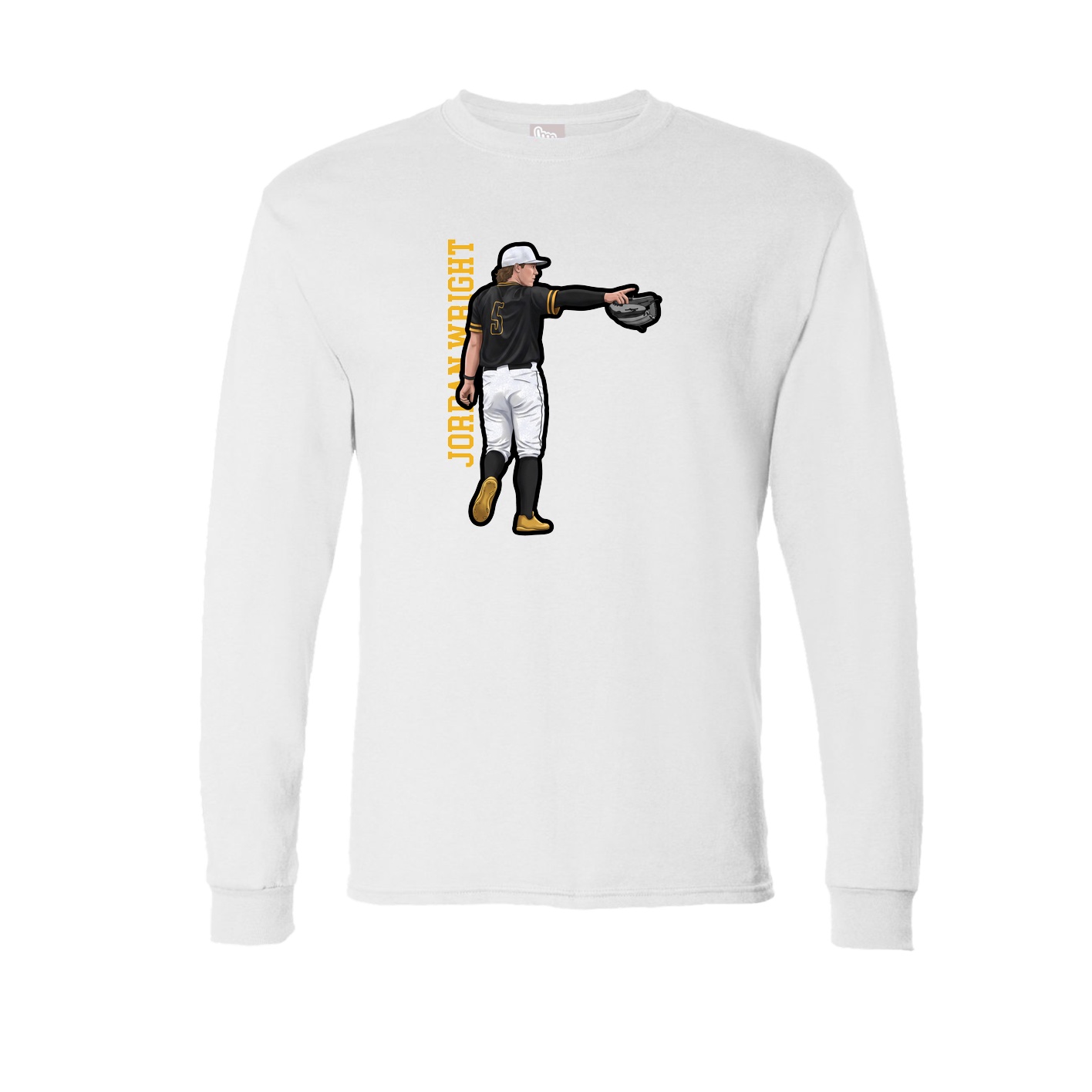 Long Sleeve Tee — Name Vertical in White