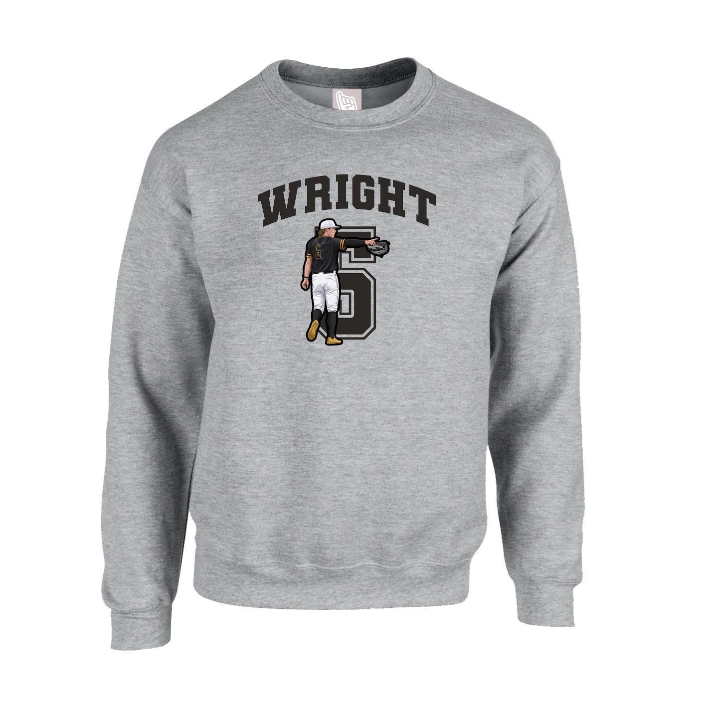 Fleece Crew — Number in Grey