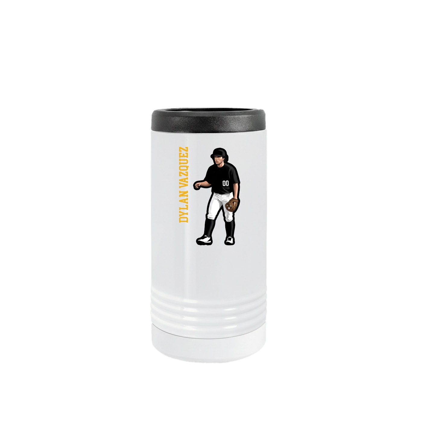 Slim Beverage Holder — Name Vertical in White
