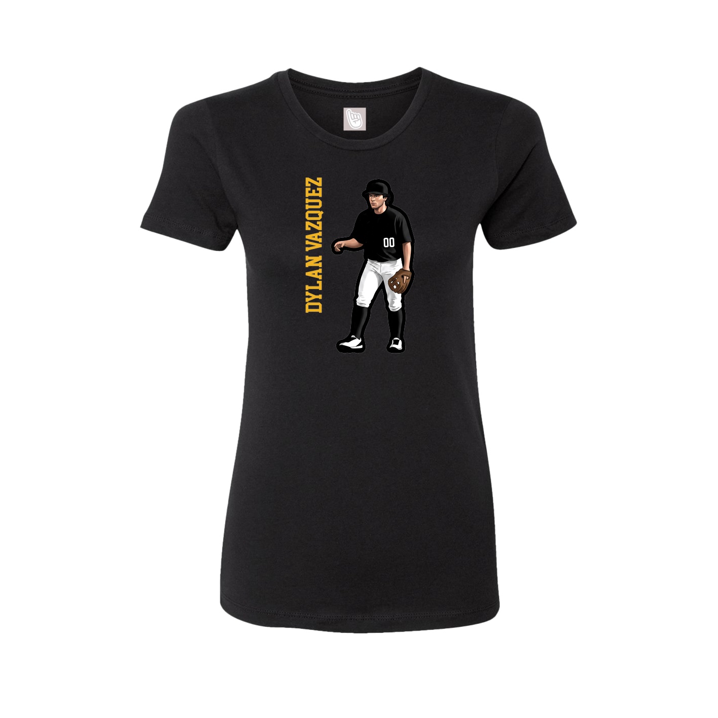 Fitted Women's Tee — Name Vertical in Black