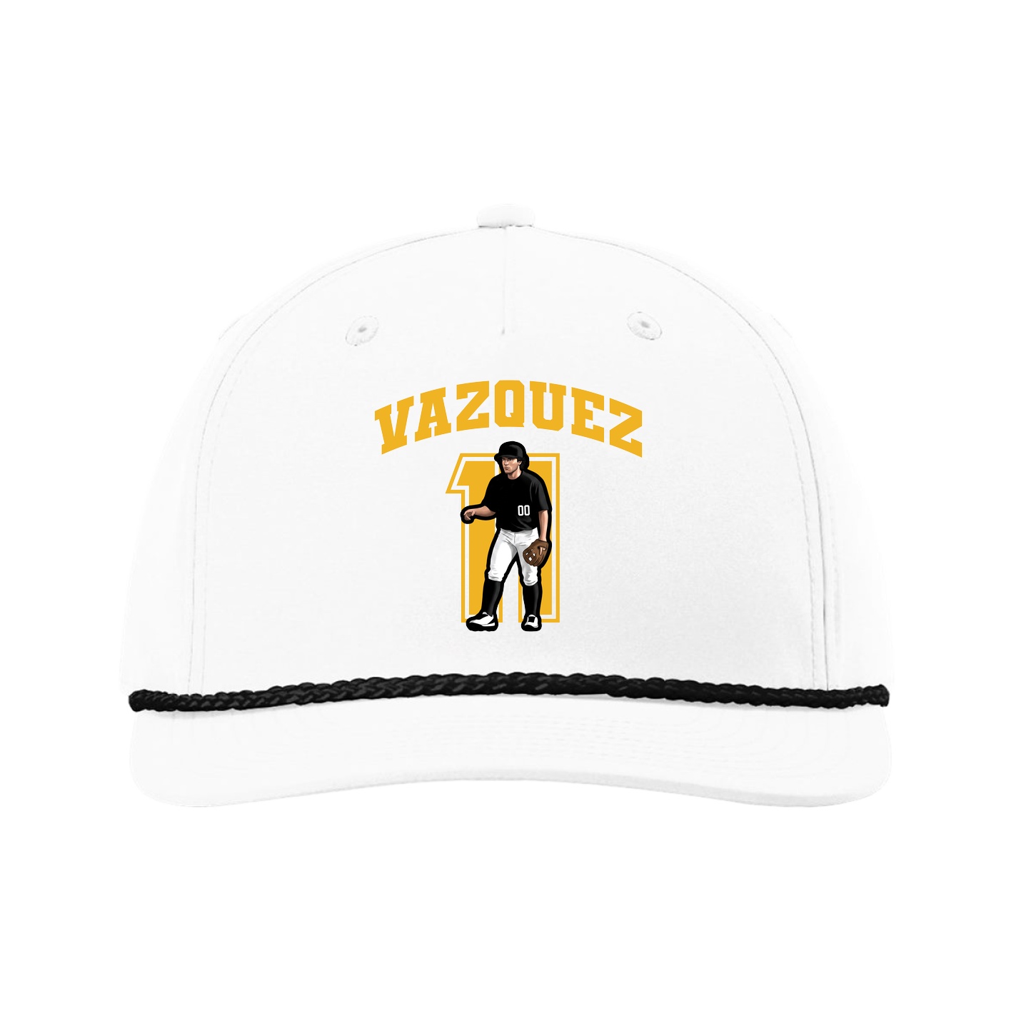Five-Panel Classic Rope Cap — Number in White