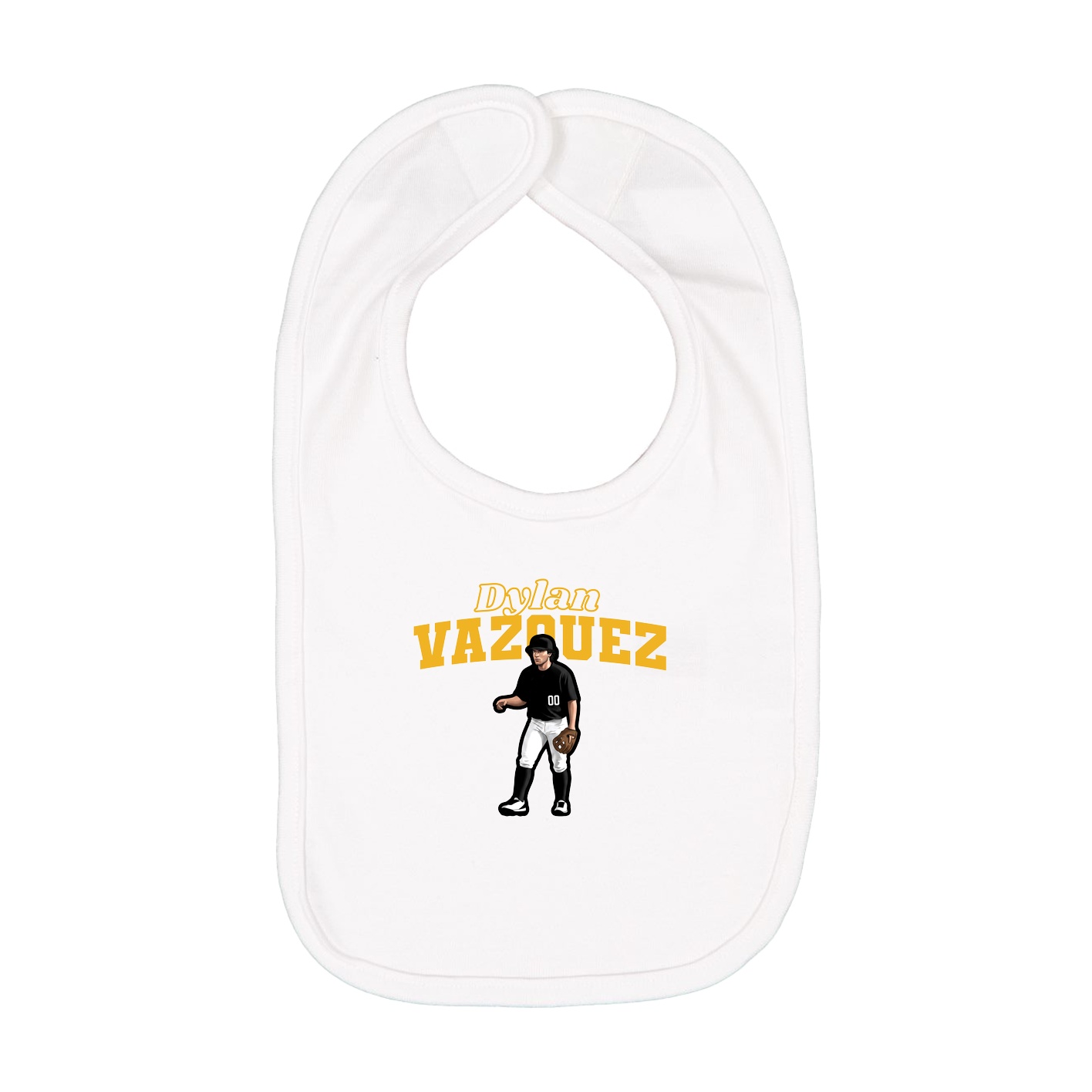 Infant Bib — Name Arch in White