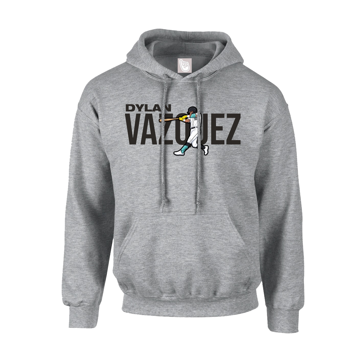 Youth Hoodie — Player Name in Grey