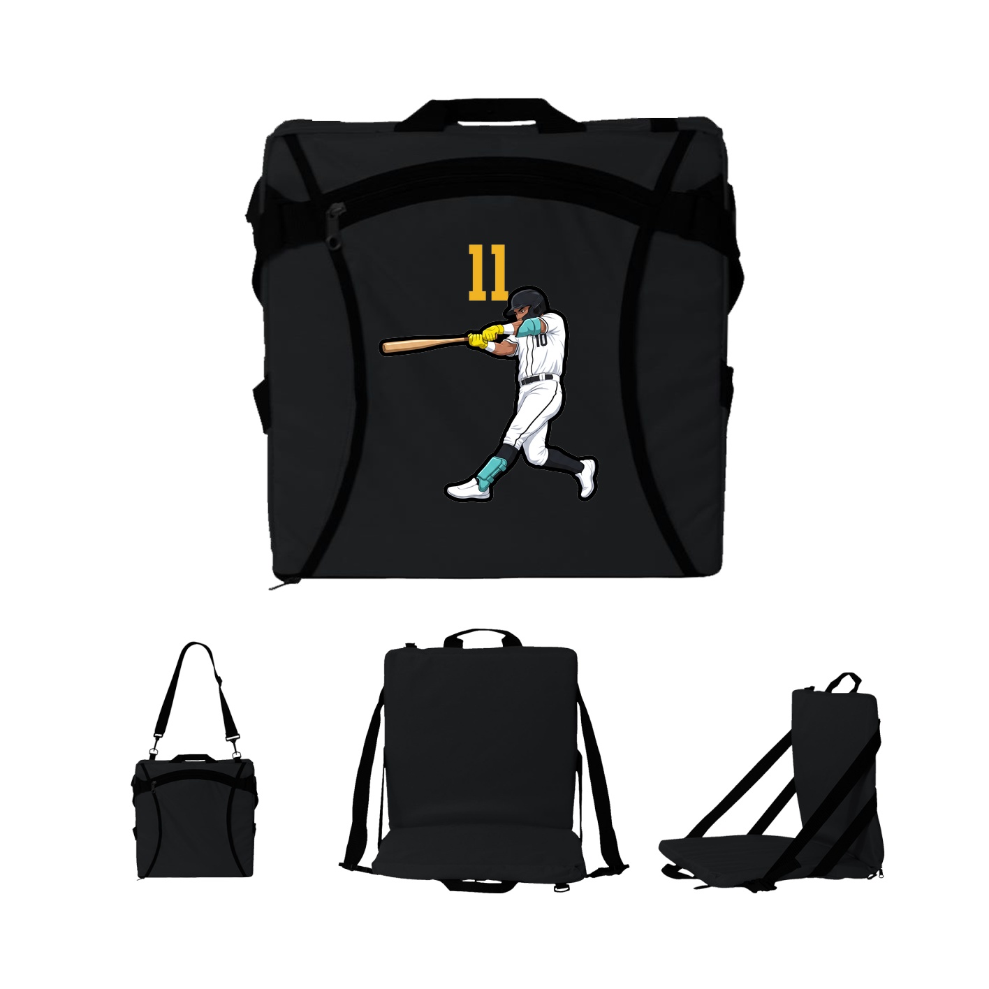 Folding Stadium Seat — Number Top in Black
