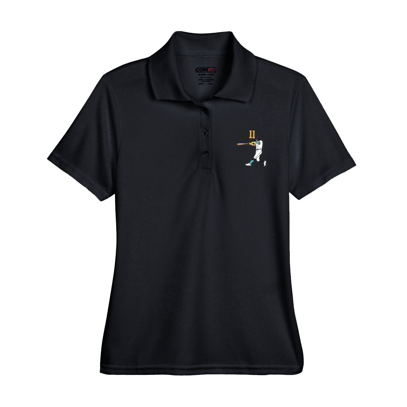 Womens Performance Polo — Number Top in Black