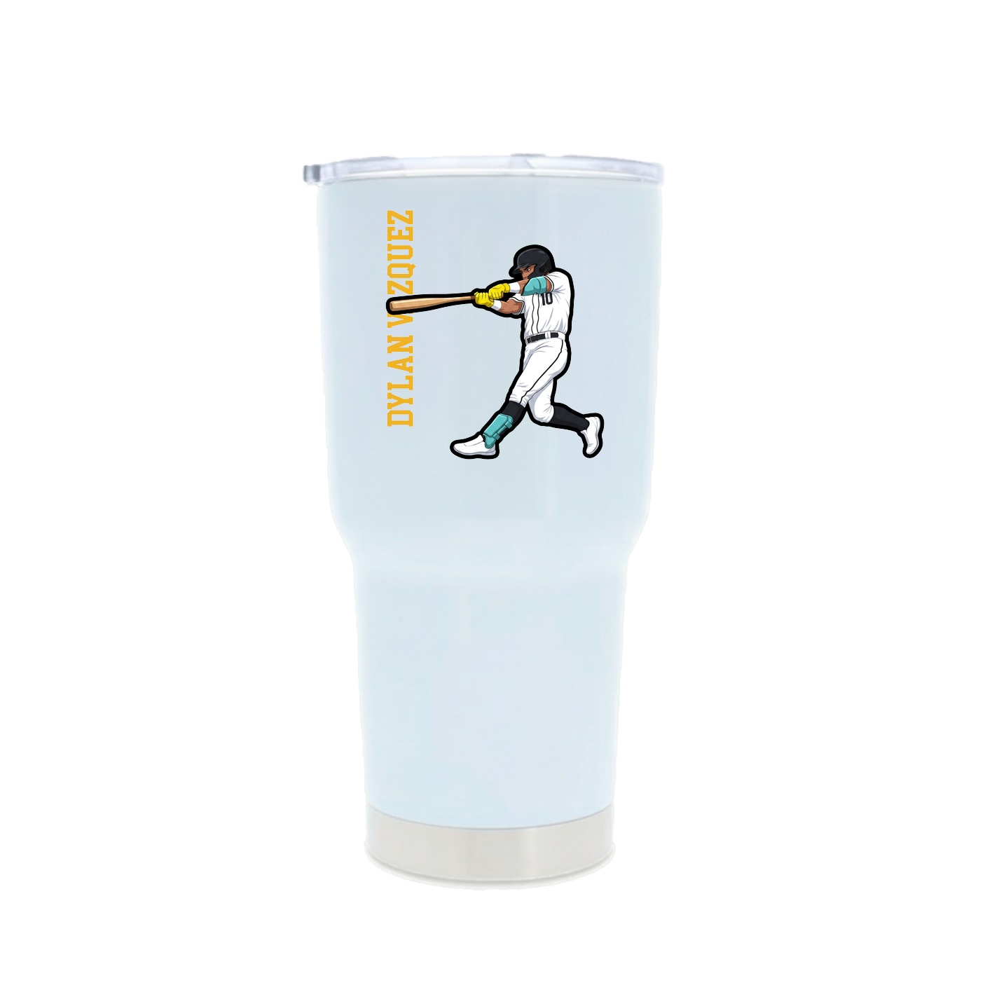 30oz Stainless Steel Tumbler — Name Vertical in White