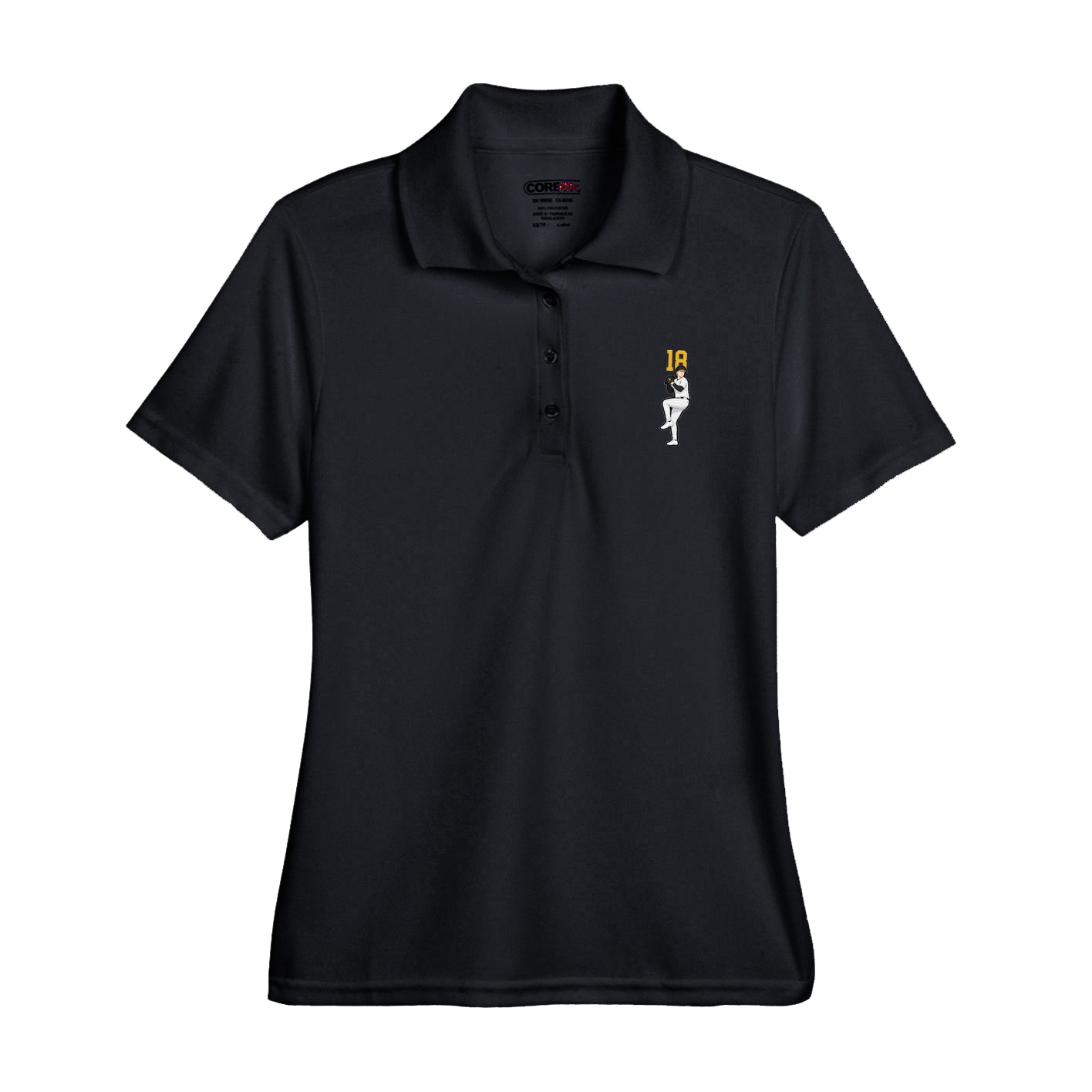 Womens Performance Polo — Number Top in Black