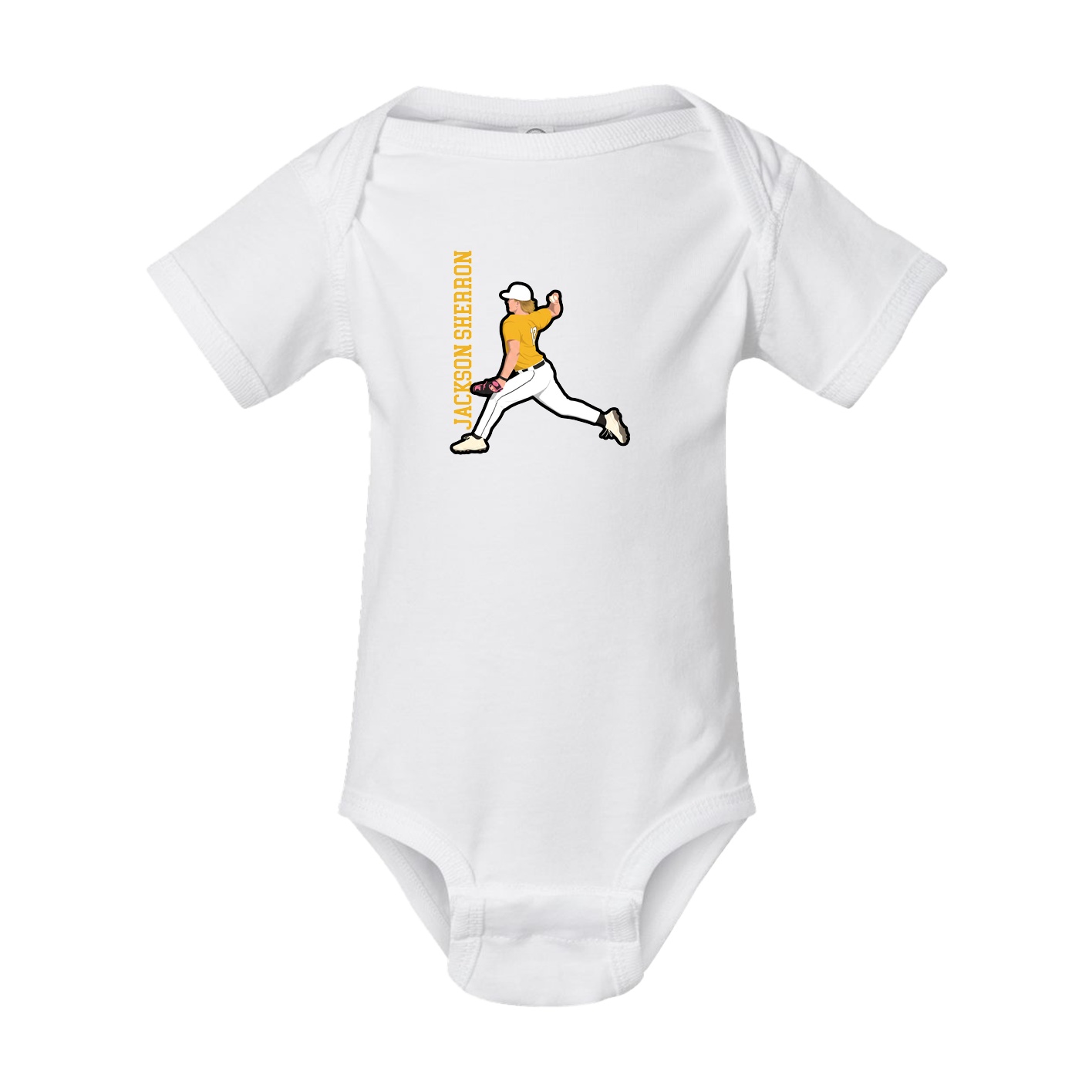 Baby Onesie — Name Vertical in White