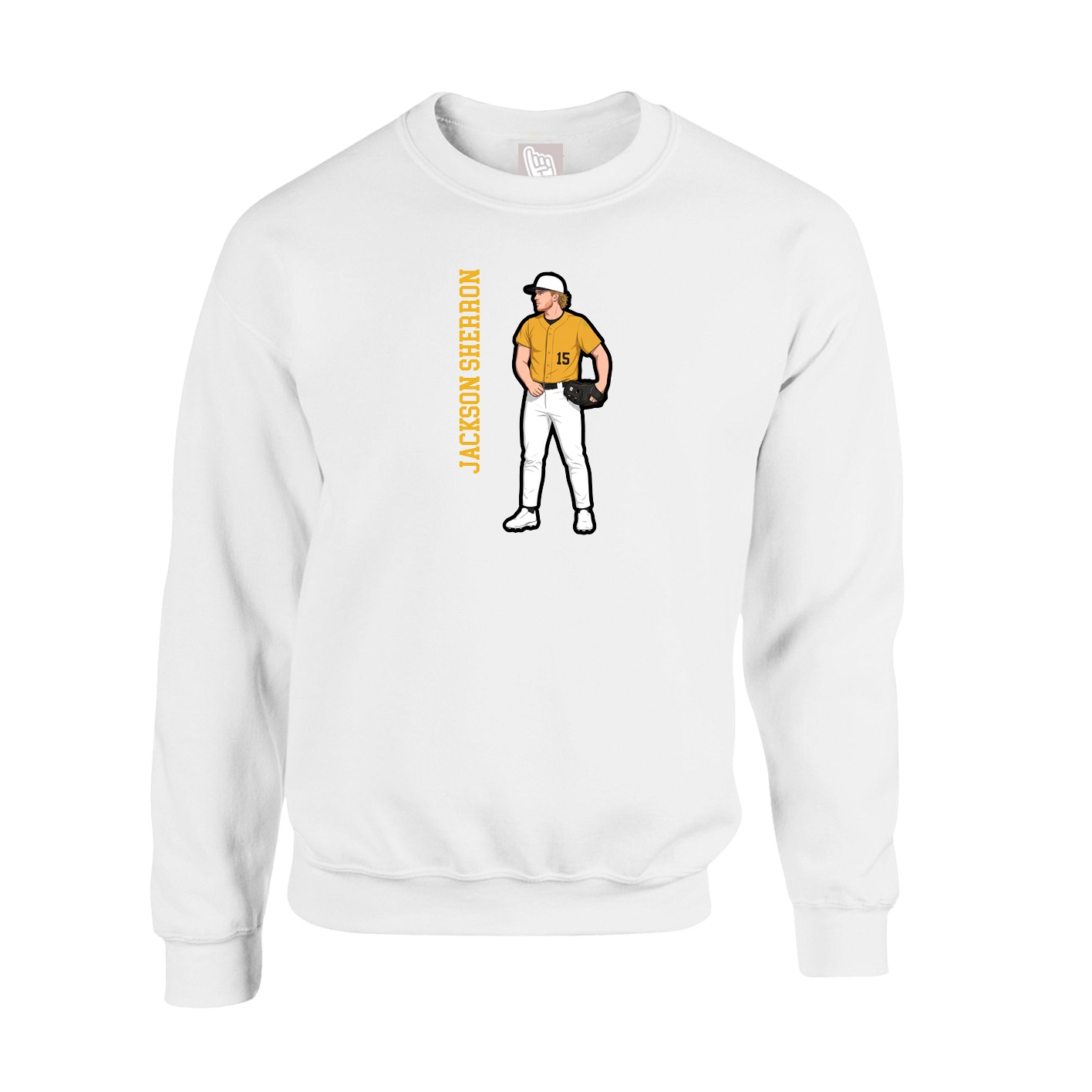 Fleece Crew — Name Vertical in White