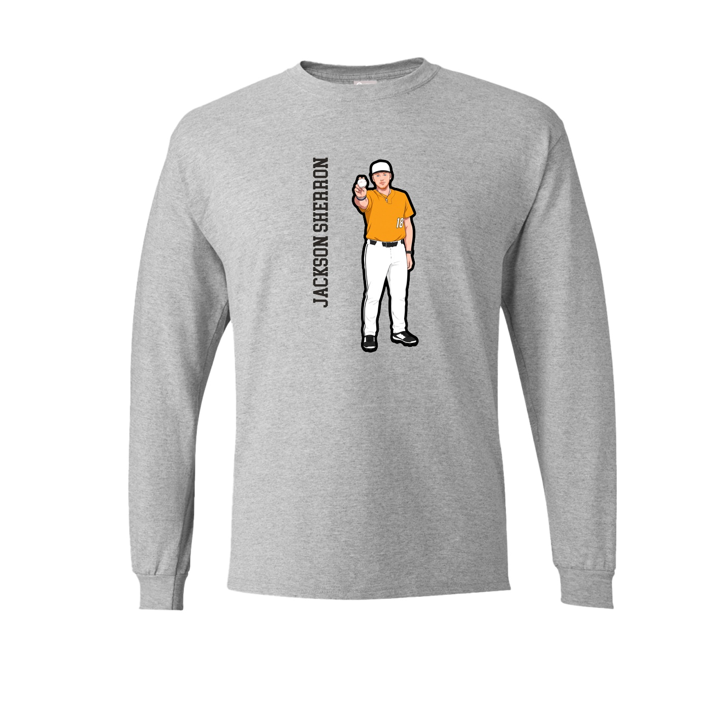 Long Sleeve Tee — Name Vertical in Grey