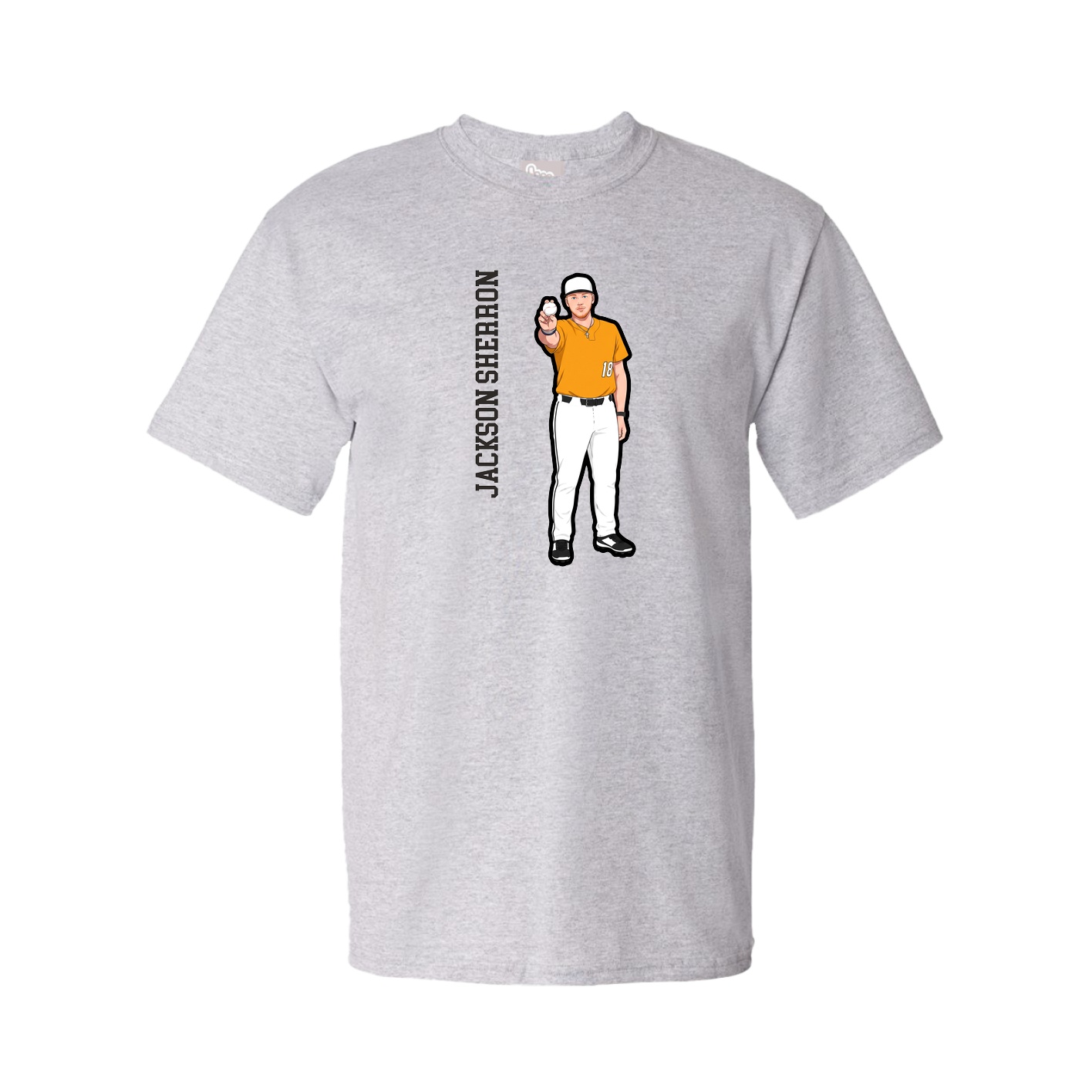 Youth Tee — Name Vertical in Grey