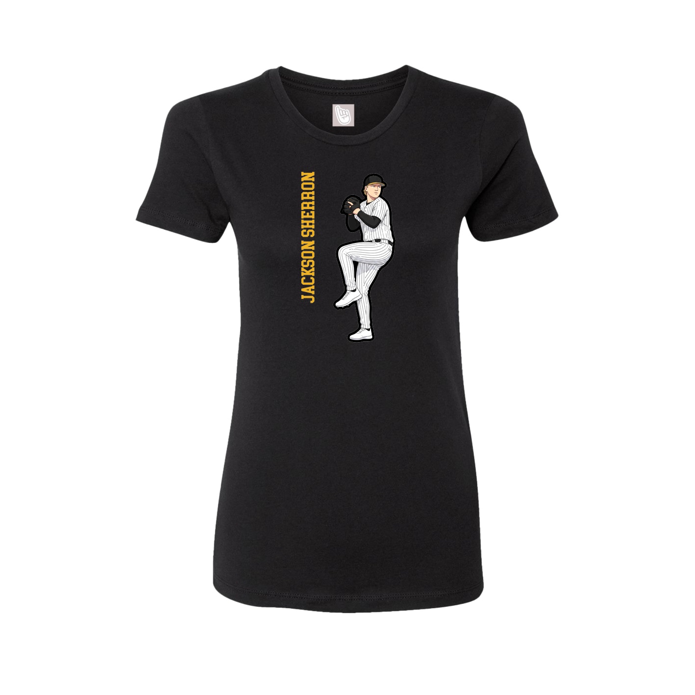 Womens Tee — Name Vertical in Black