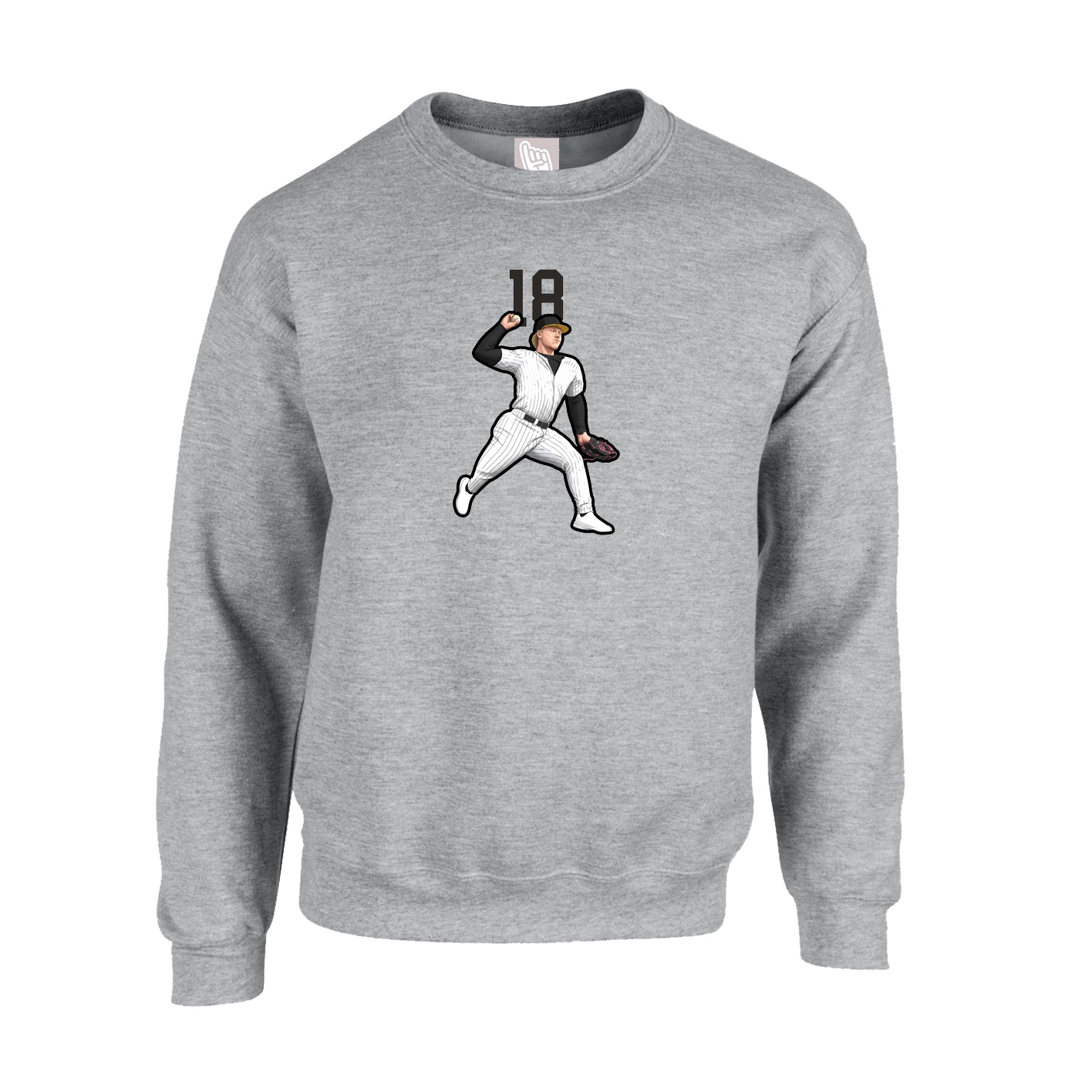 Fleece Crew — Number Top in Grey