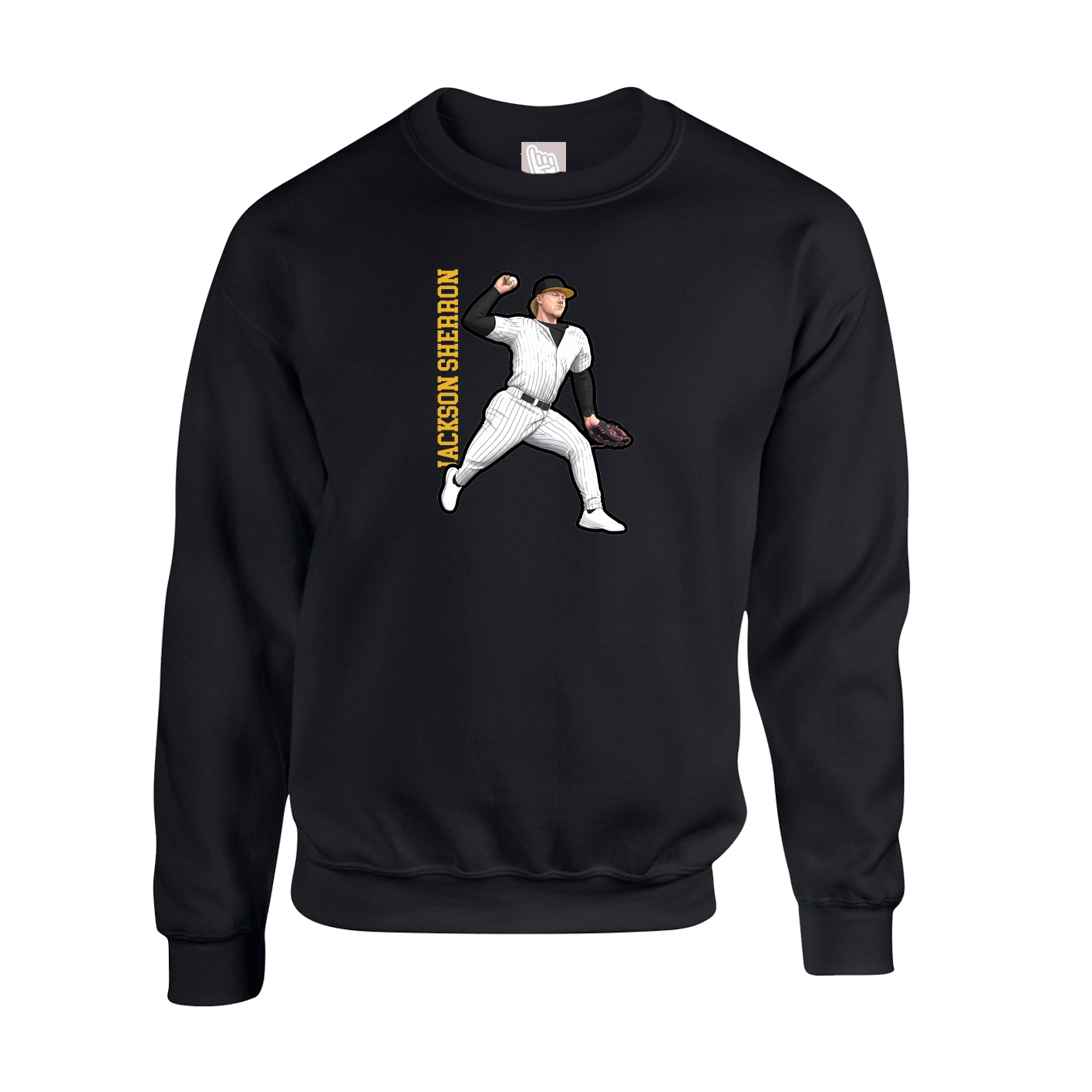 Fleece Crew — Name Vertical in Black