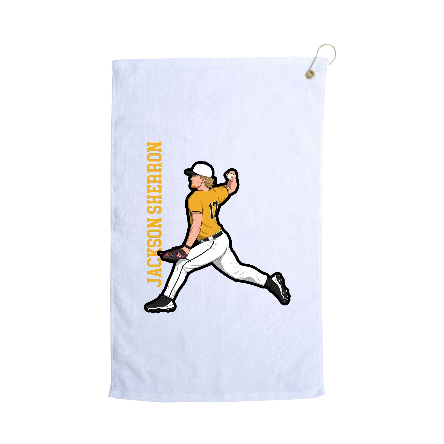 Golf Towel — Name Vertical in White