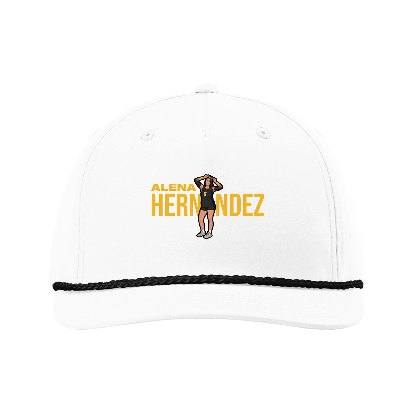 Five-Panel Classic Rope Cap — Player Name in White