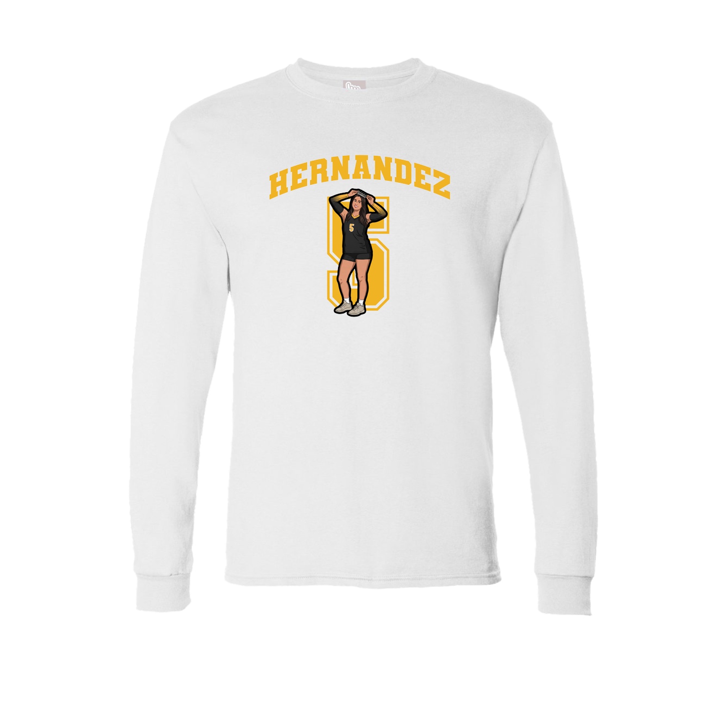 Long Sleeve Tee — Number in White