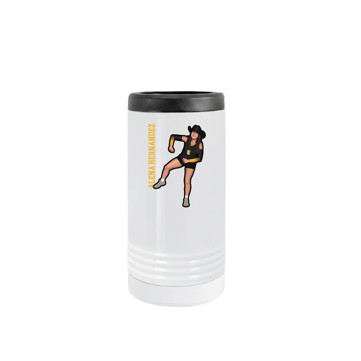 Slim Beverage Holder — Name Vertical in White