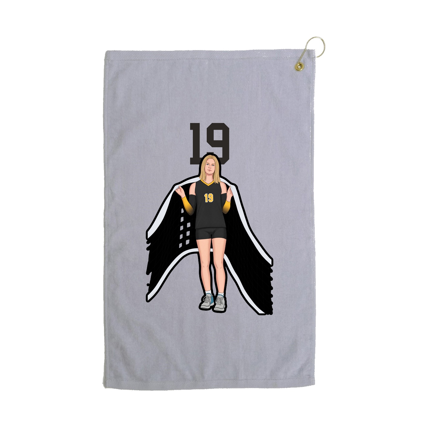 Golf Towel — Number Top in Grey