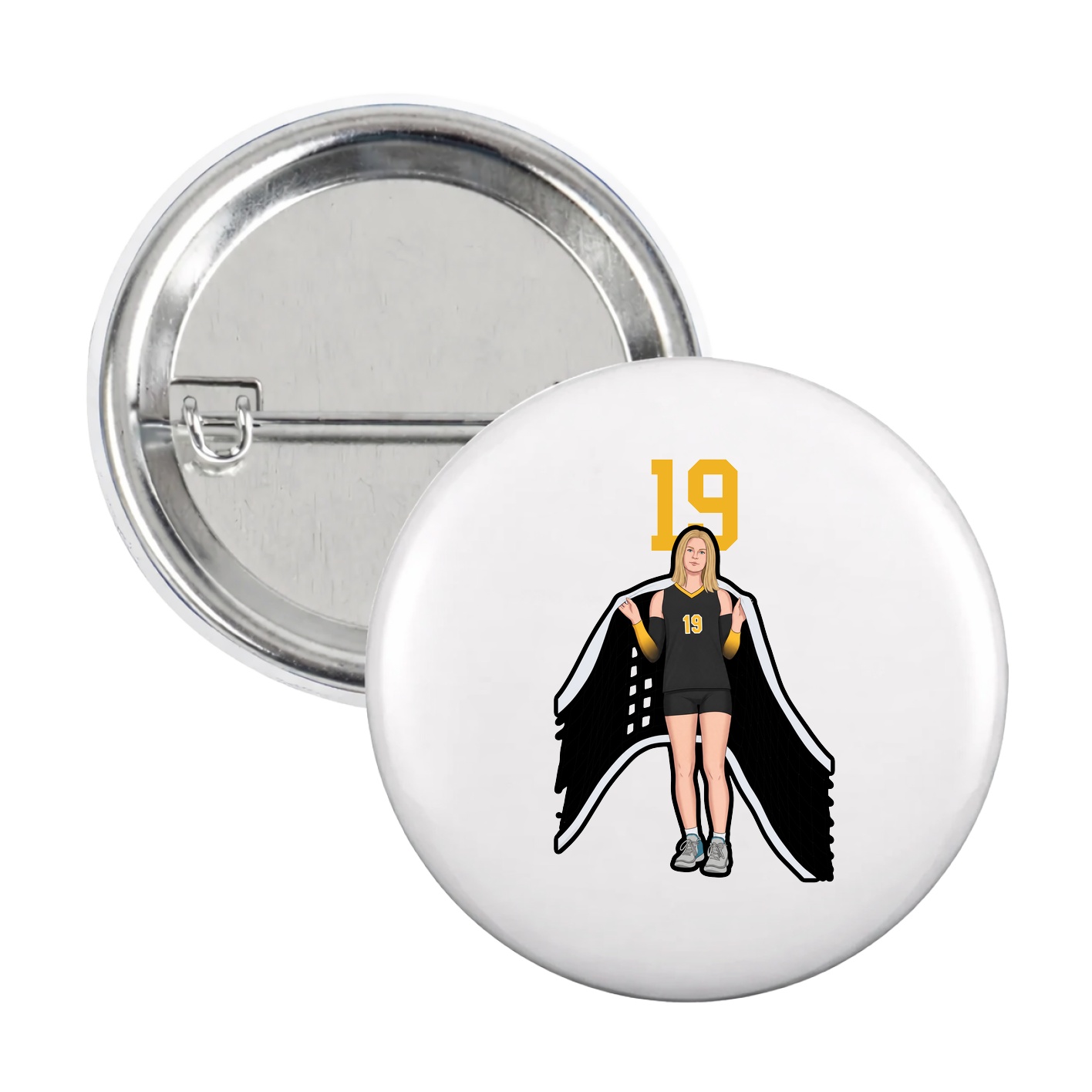 Game Day Button — Number Top in White