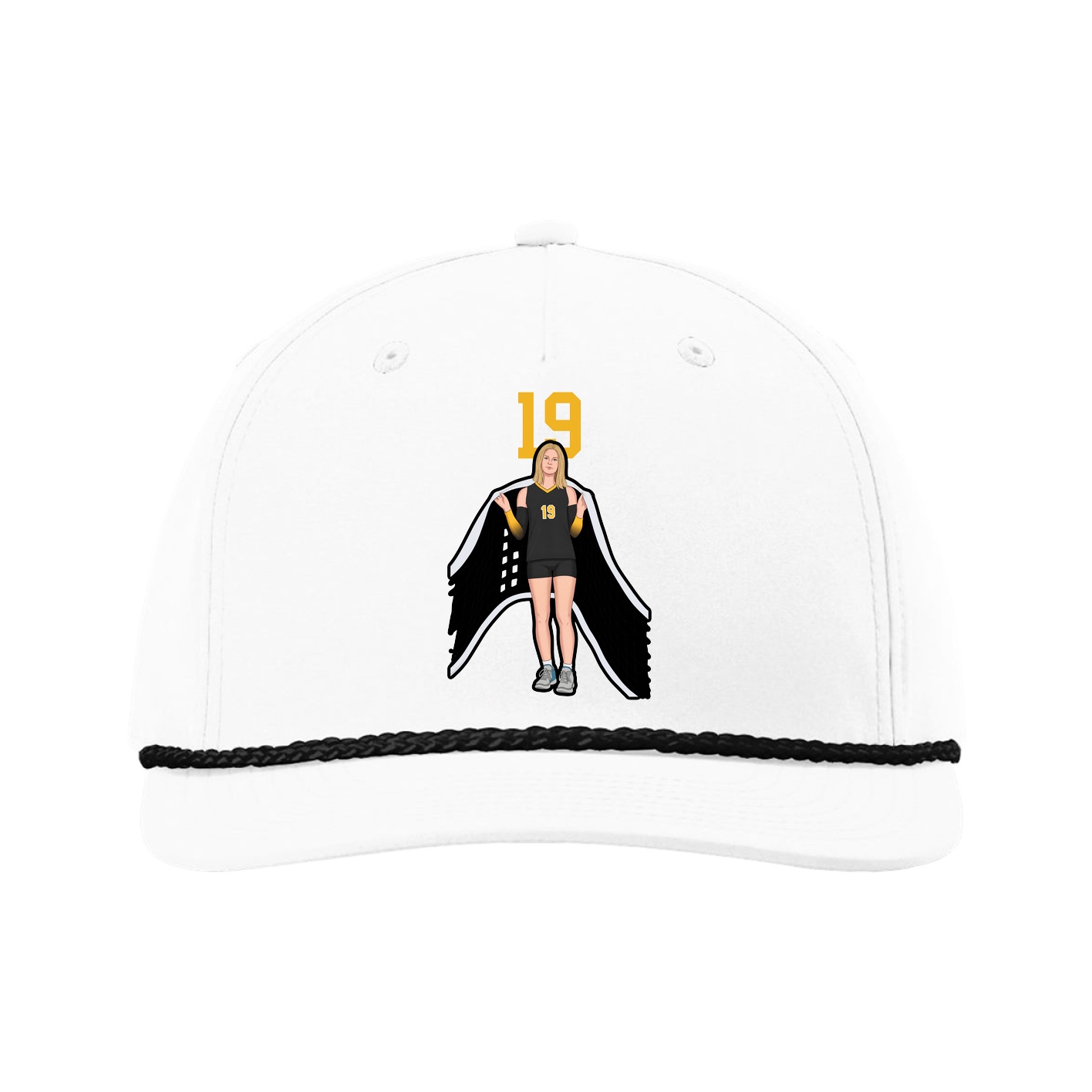 Five-Panel Classic Rope Cap — Number Top in White