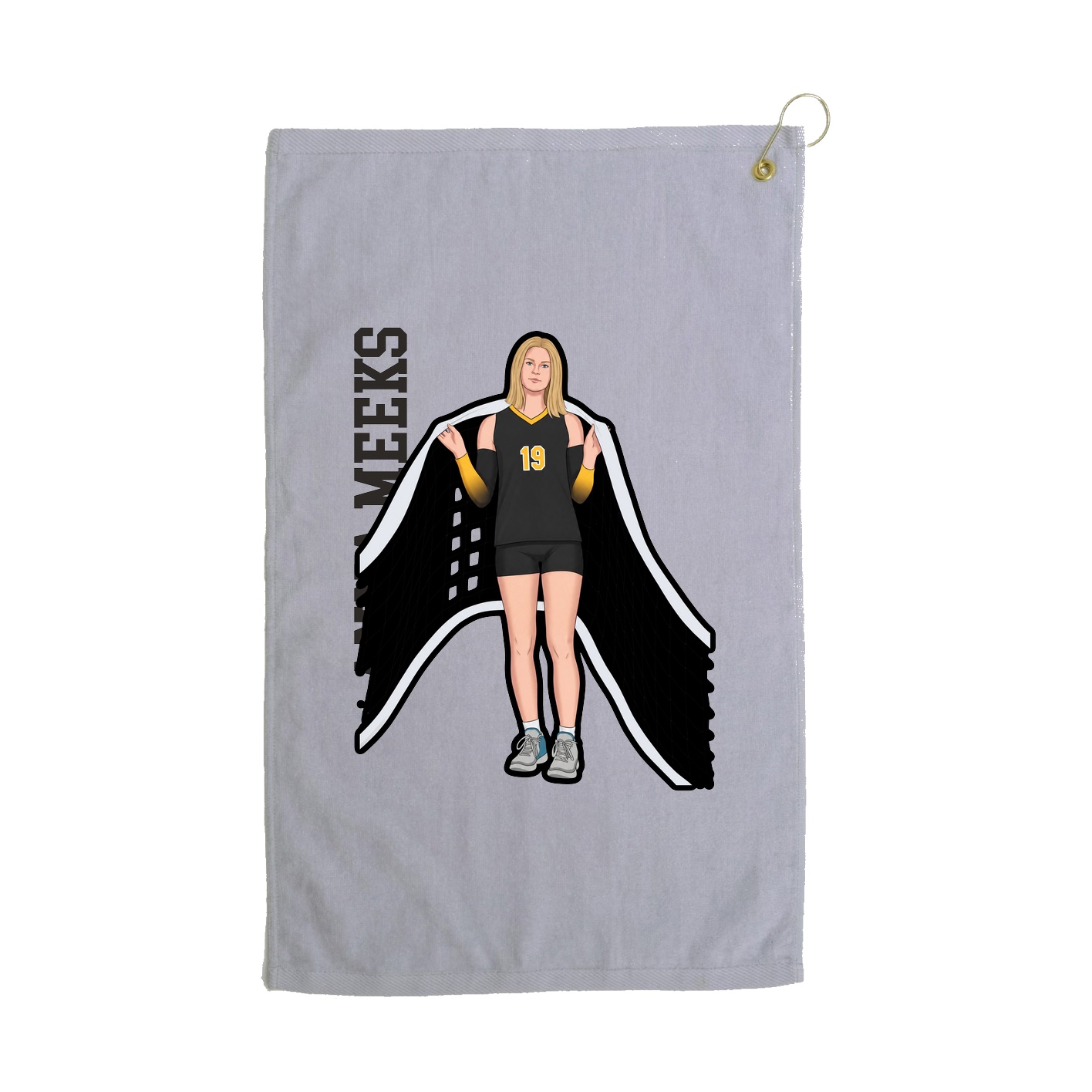 Golf Towel — Name Vertical in Grey