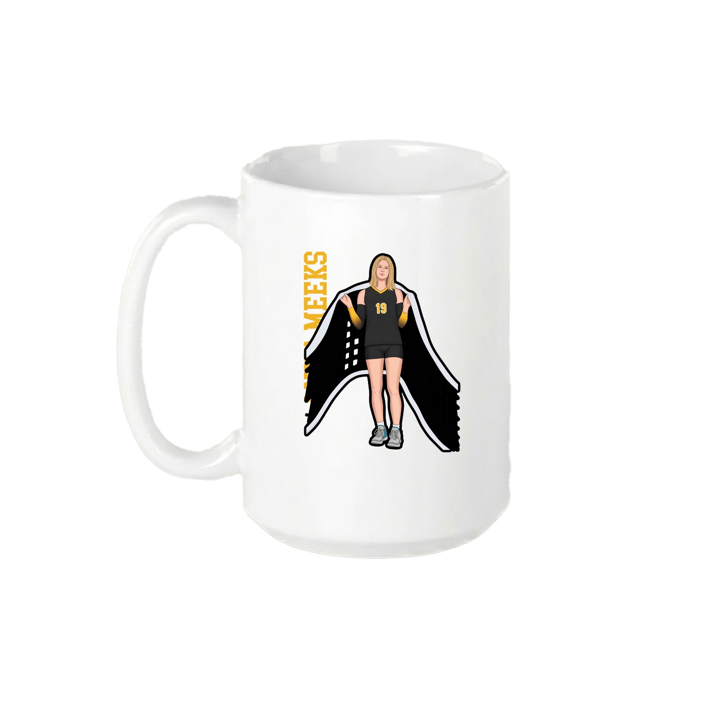 15oz Coffee Mug — Name Vertical in White