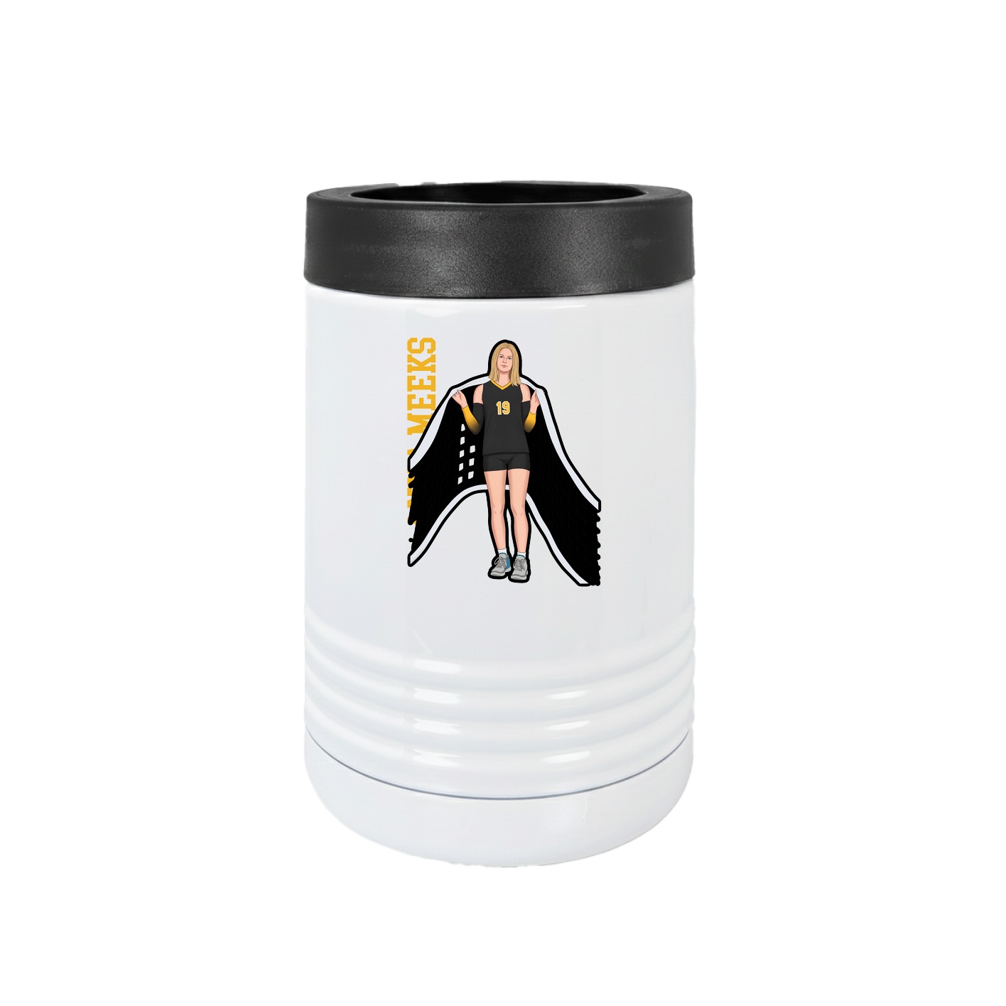 Beverage Holder — Name Vertical in White