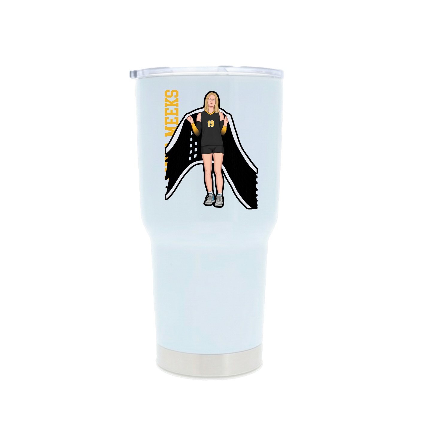 30oz Stainless Steel Tumbler — Name Vertical in White