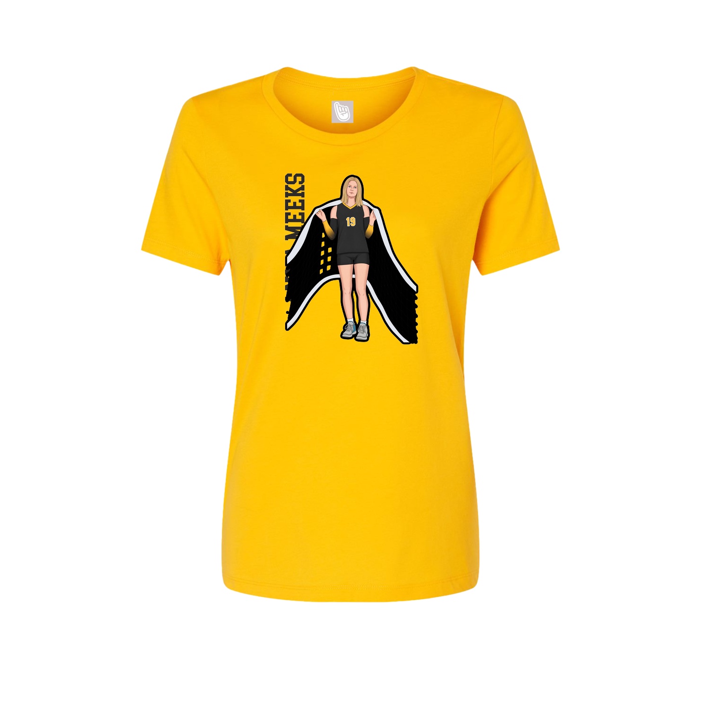 Fitted Women's Tee — Name Vertical in Gold