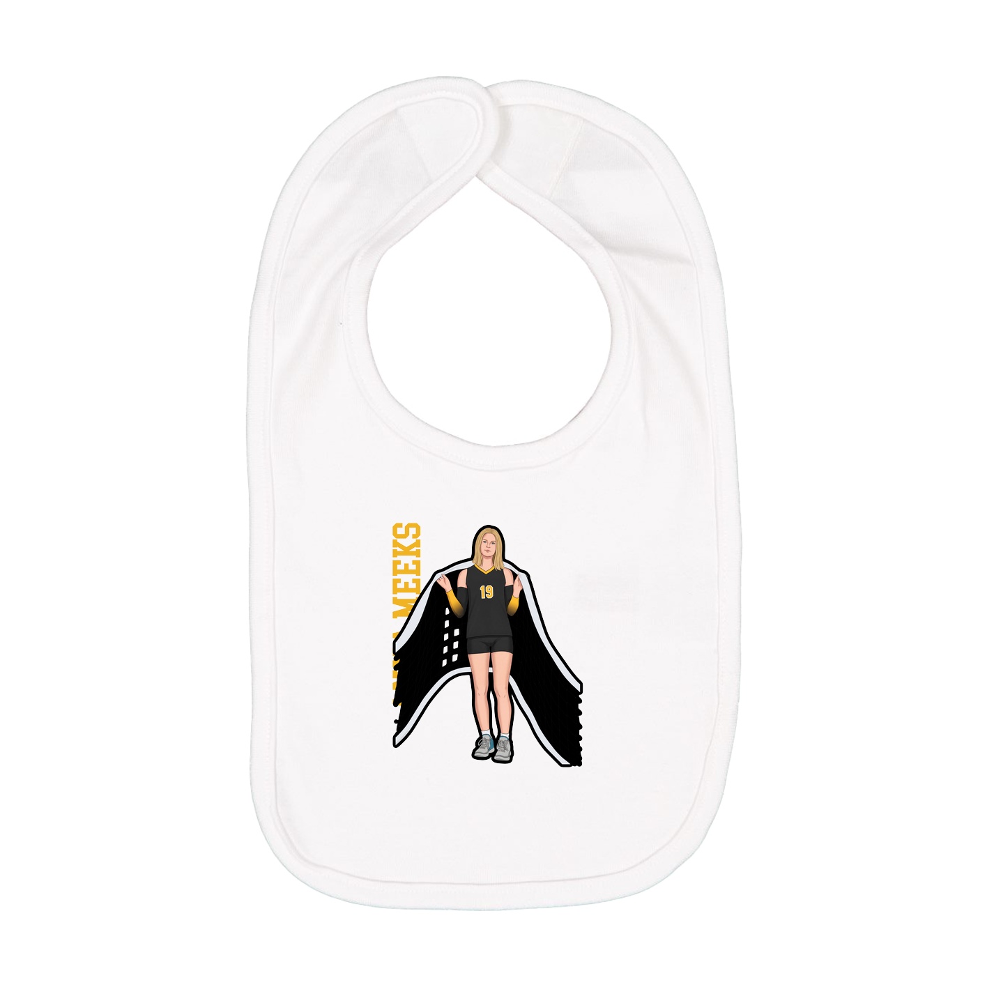 Infant Bib — Name Vertical in White