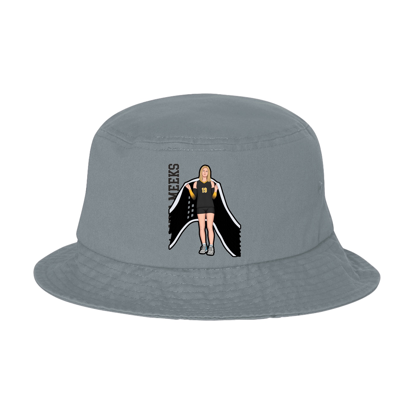 Bucket Cap — Name Vertical in Grey