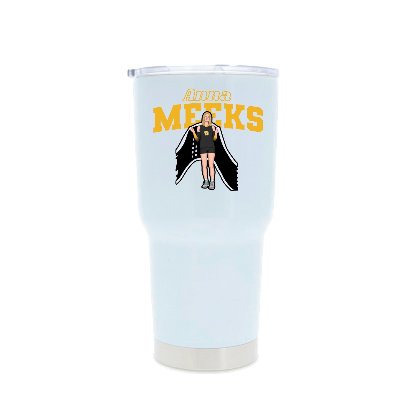 30oz Stainless Steel Tumbler — Name Arch in White