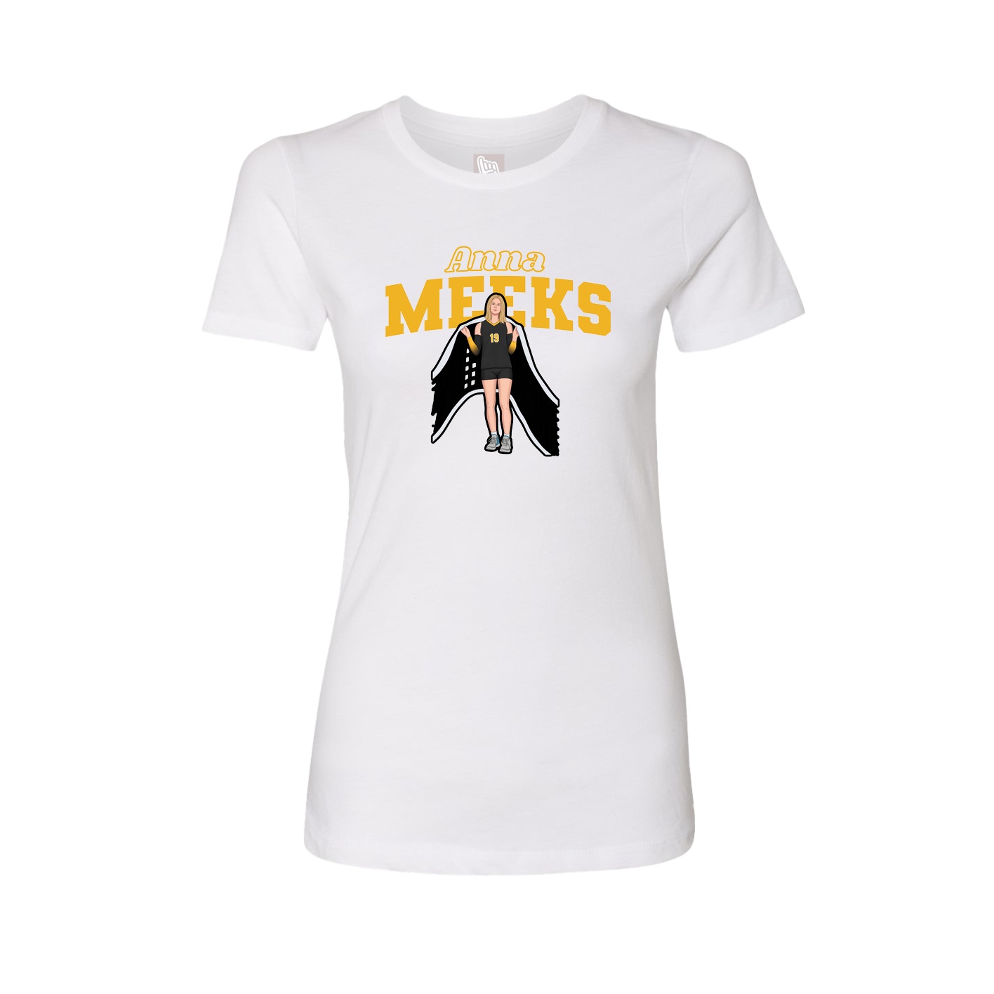 Fitted Women's Tee — Name Arch in White