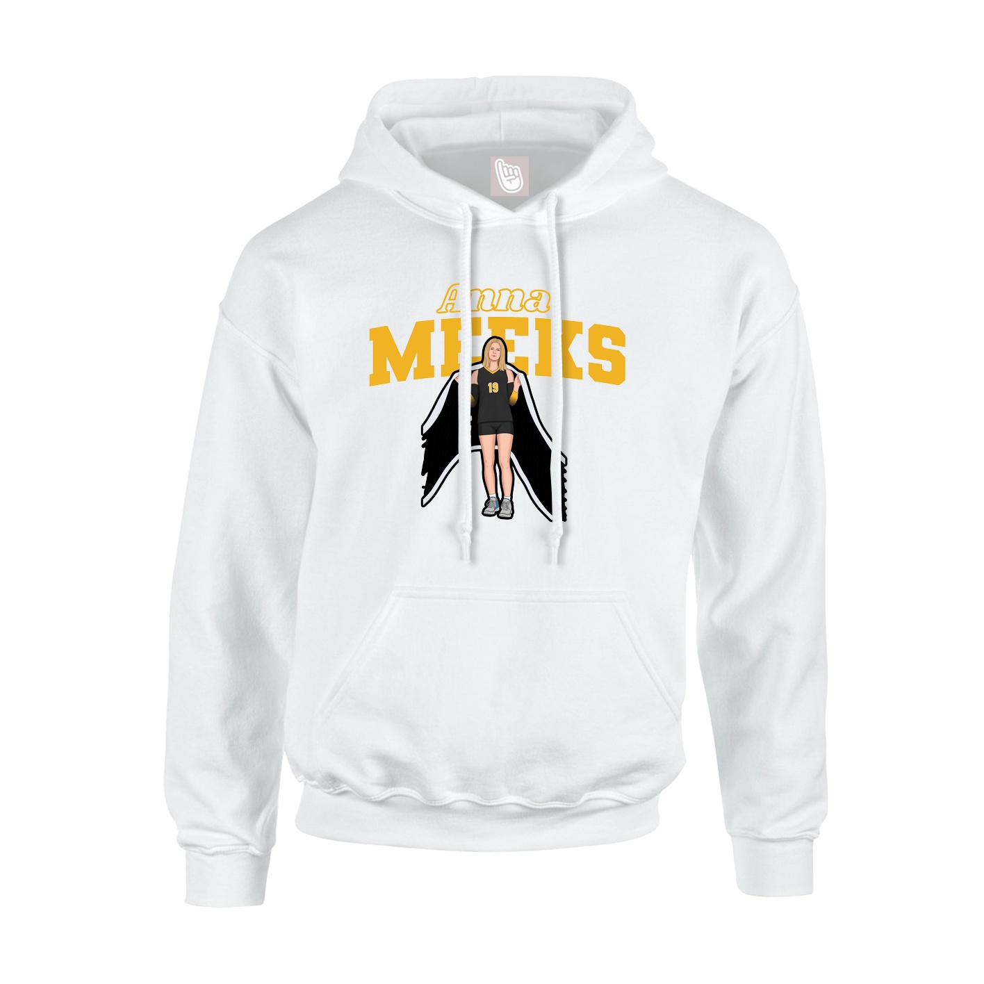 Youth Hoodie — Name Arch in White