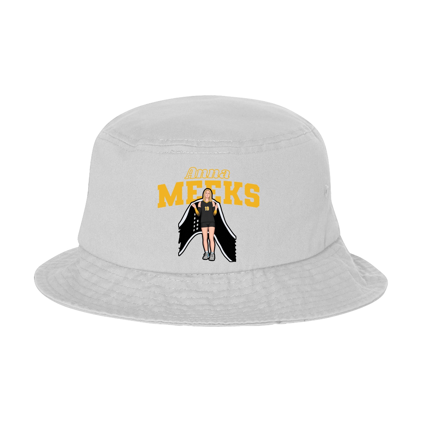 Bucket Cap — Name Arch in White