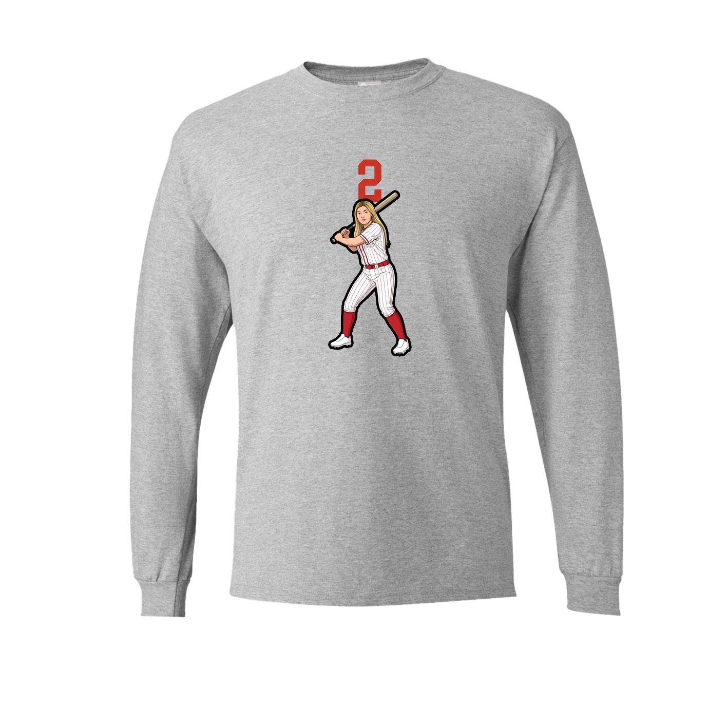 Long Sleeve Tee — Number Top in Grey