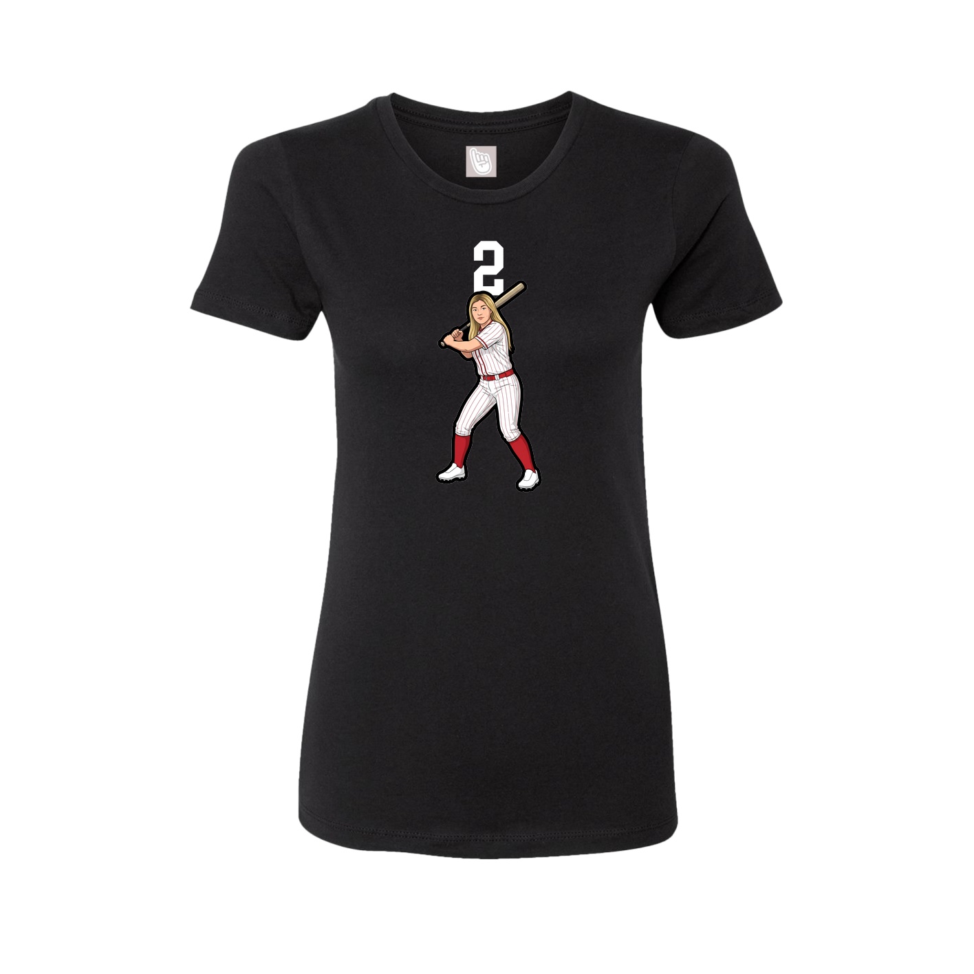 Fitted Women's Tee — Number Top in Black