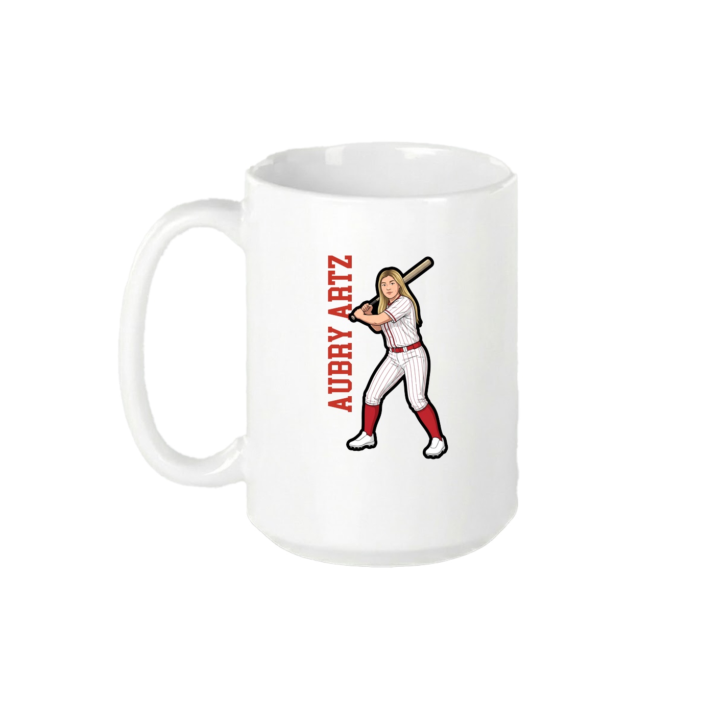 15oz Coffee Mug — Name Vertical in White